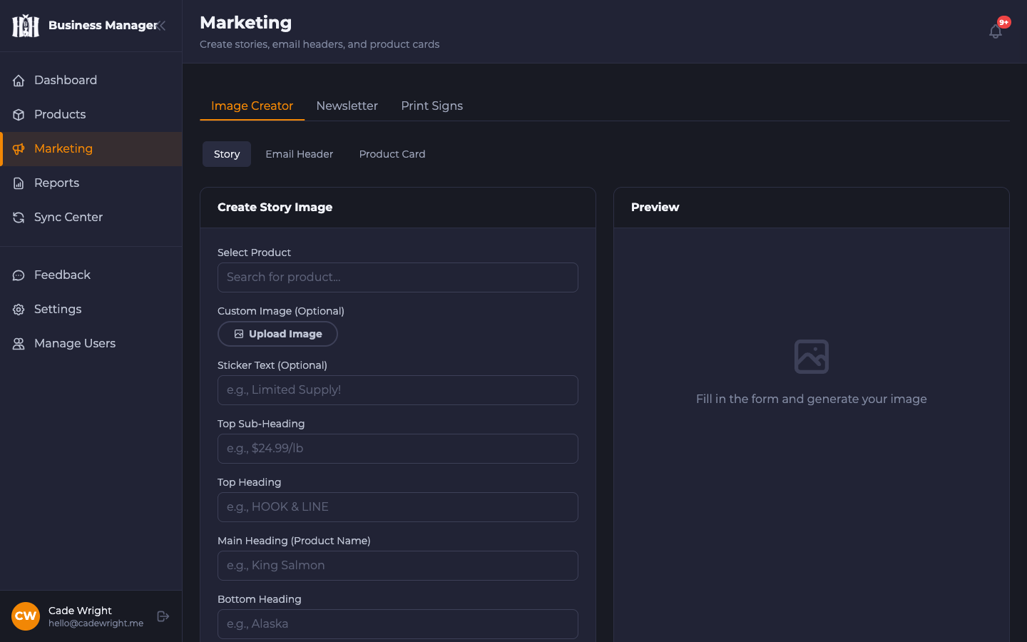 H&H Fresh Fish - Marketing Tools — Story creator, email headers & product card generator