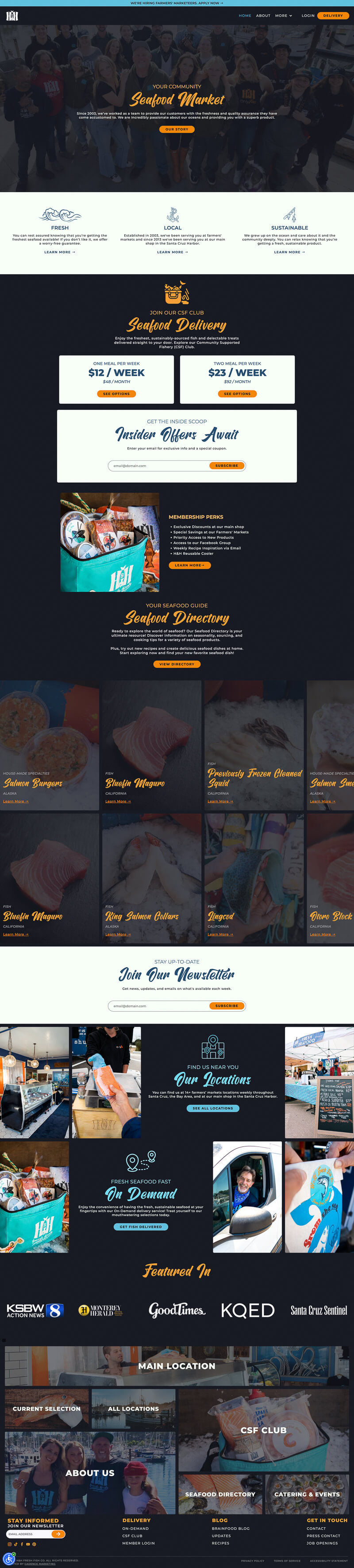 H&H Fresh Fish Website Redesign after redesign by Cade Wright